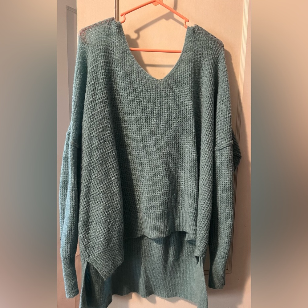 Mint super soft oversized v-neck sweater